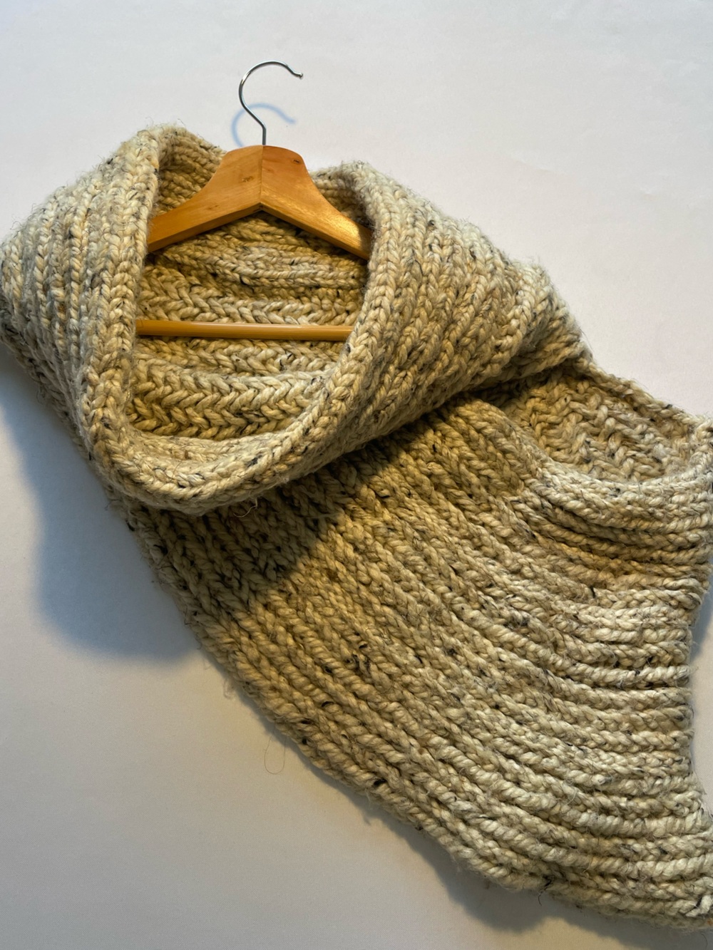 🔥 Cream Asymmetrical Chunky Knit One-Arm Cowl Poncho